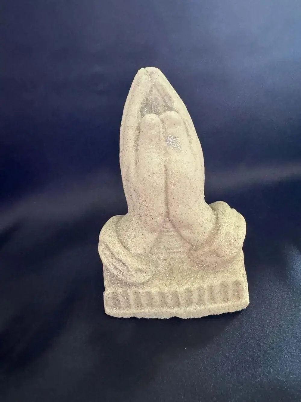 Vintage Sandstone Praying Hands Religious Sculpture with Glitter Finish